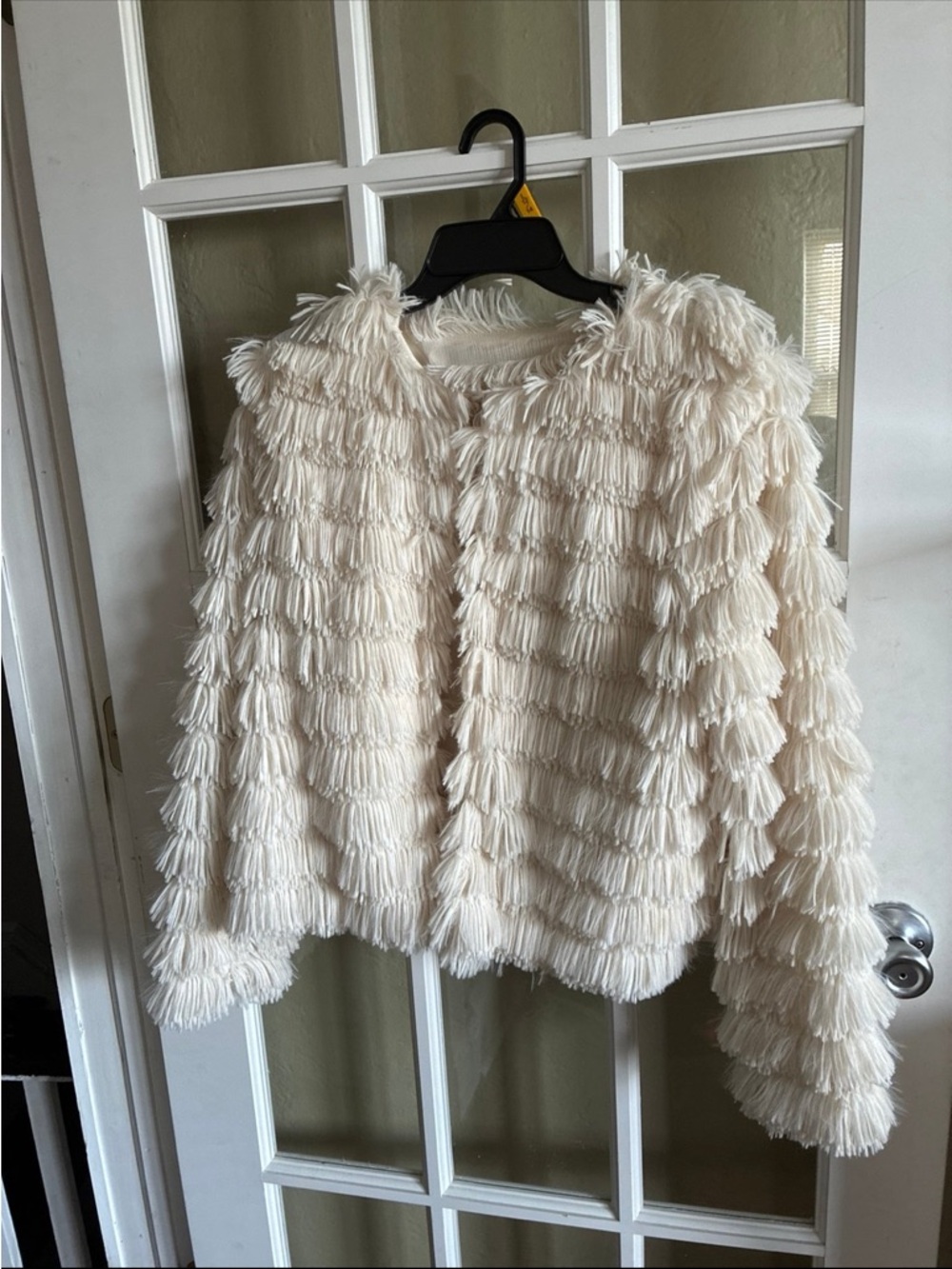 She + Sky Cream Fringe Teddy Jacket